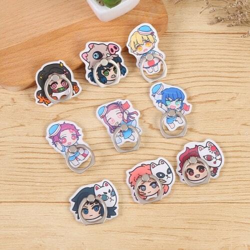New Anime Acrylic Cartoon Demon Slayer Kimetsu No Yaiba Cute Mobile Phone Finger Ring Holder Stand Bracket For IPhone For Xiaomi