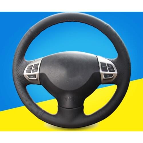 Hand Stitched Car Braid On The Steering Wheel Cover for Mitsubishi Lancer X 10 2007-2015 Outlander 2006-2013 ASX 2010-2013 Colt