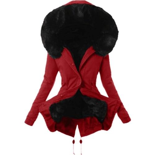 Women Coat Ladies Fur Lining Coat Womens Winter Warm Thick Long Jacket Hooded faux fur Overcoat Fashion Parka Coat Jacket