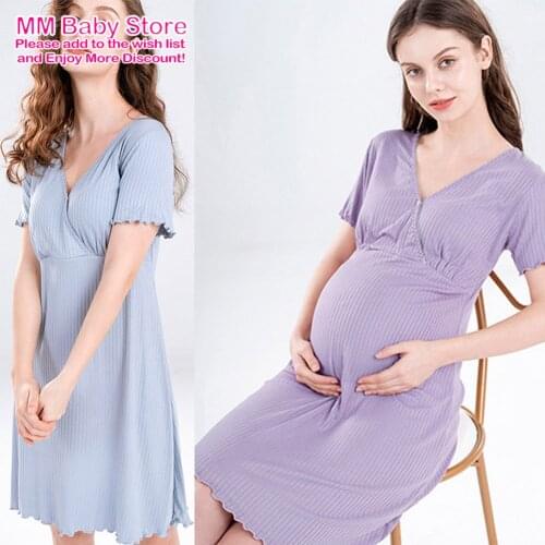 Maternity Dresses Pregnant Women Short Sleeve Sexy Solid Dress Summer loose Pregnancy Women Clothing Maternity nightdress