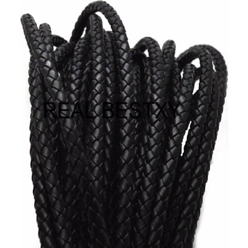 REAL BESTXY 1m/lot 5mm 1Meter Genuine Braided Leather Cord Cutting Real Leather HandCrafts Beading Accessories Lacing Woven cord