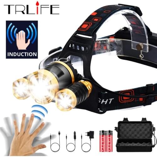 Christmas present 8000LM IR Sensor LED Headlamp T6 Head Lanternas Torch Light Rechargeable 18650 Waterproof Lantern for Fishing