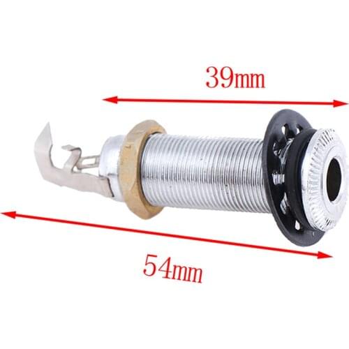 Silver Brass 3 Prongs Electric Guitar Bass Input/Output Mono Activel Long Threaded Jack Socket
