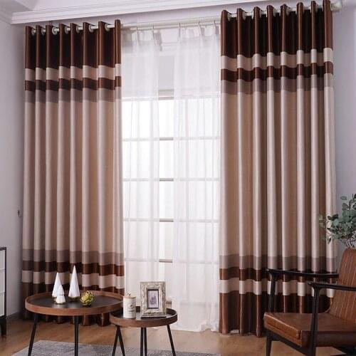 Modern striped blackout curtains for bedroom living room window Grommet Purple curtain ready made