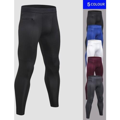 New Zipper Pocket Sportswear Pants For Men Quick Dry Mens Gyms Pant Jogger Leggings Fitness Clothing Workout Skinny Trouser