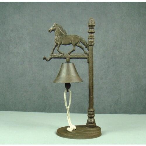 Vintage Cast Iron Horse Desk Bell Antique Metal Handbell Ornament Craft Accessories for Art Collection and Kitchen Decoration