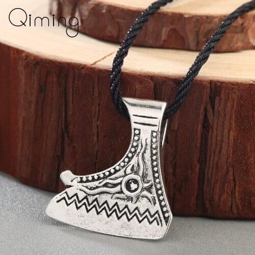 Viking Jewelry Axe Necklace Women Slavic Necklaces Perun Vintage Axe Leather Necklace Men Jewelry Accessories