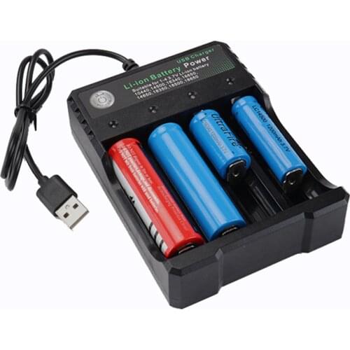 18650 USB Charger 4 slot Li-ion battery adapter independent charging charger for battery 18350 16340 18500 26650 18650 14500