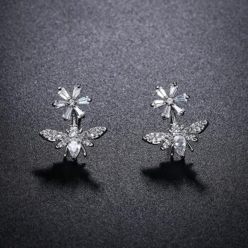 Bettyue Interesting Vivid Shape Of Cute Bee Gather Honey From Flower With AAA Zirconia Lovely Earring For Women Gorgeous Gift