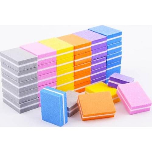 10Pcs Double-sided Mini Nail File Buffer Block Buffing Sanding Coloful Nail Sponge Strips Polishing Manicure Tools