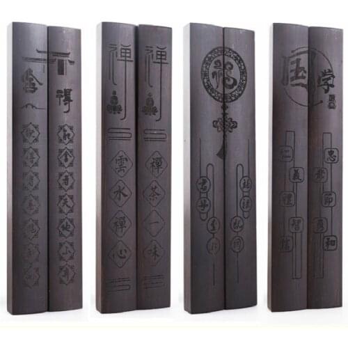 2pcs Chinese Calligraphy Paperweight Ink Painting Writing Special Paperweights Traditional Bamboo Carving Crafts Paperweight
