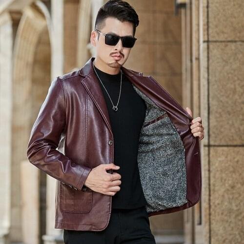 2020 New Autumn Winter Leather Coat MenS Jacket MenS Jacket Streetwear Warm Fleece Jacket Middle-aged Men Coat Clothes
