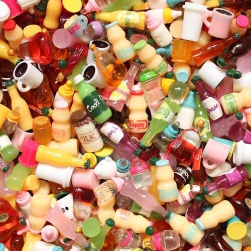 30pcs Cartoon cup bottle Random Mix Miniature Resin Gift Chocolate Color Dessert Beads DIY Phone Case Beauty Material Toy