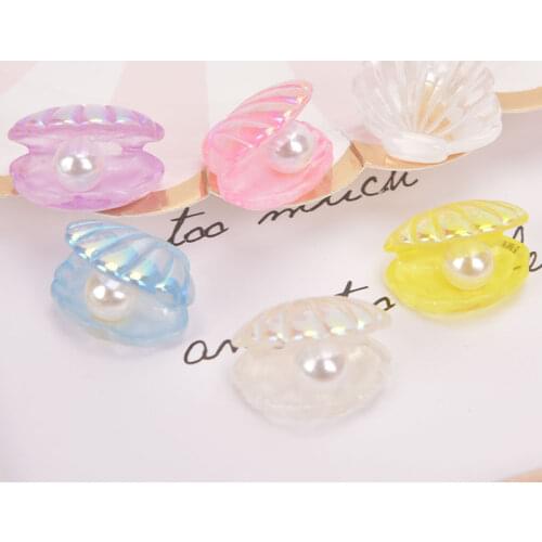5Pcs Cute Color Plated Pearl Shells Flat Back Resin DIY Jewelry Craft Decoration For Dollhouse Decoration New