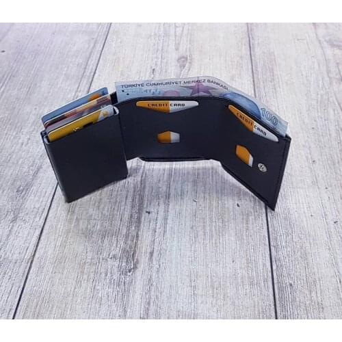Artificial Leather Automatic Card Holder Mechanism Card Holder Wallet High Quality 2021 Trend Different Color Options Black Navy