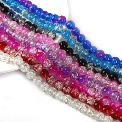 Approx 100pcs 4mm Two-tone Cracked Beads Natural White Snow Crystal Spacer Beads 15" Strand For Bracelet Jewelry Making