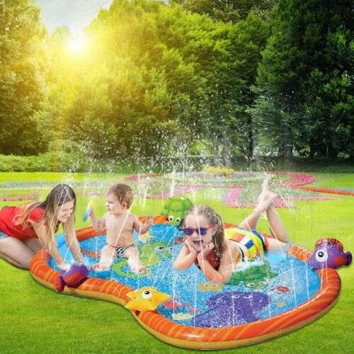 Kids Outdoor Garden Water Spray Pad Cartoon Water Splash Play Pool Playing Sprinkler Mat Yard Outdoor Fun PVC Swimming Pools