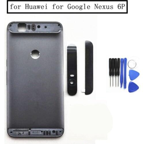 For Huawei for Google Nexus 6P Battery Back Cover Rear Door Housing + Top Glass Camera Flash Lens Replacement Repair Parts