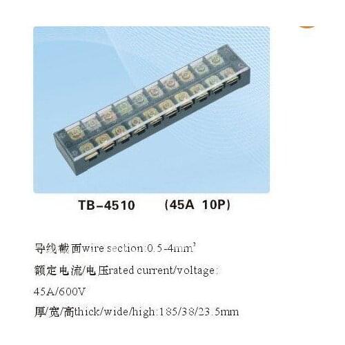 5pcs 600V 45A Double Row 10 Position Terminal TB4510