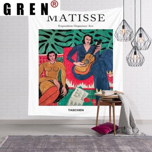 GREN Retro Beauty Matisse Painting Tapestry Wall Hanging Covering Rugs Background Cloth Beach Mat Blanket Art Living Home Decor