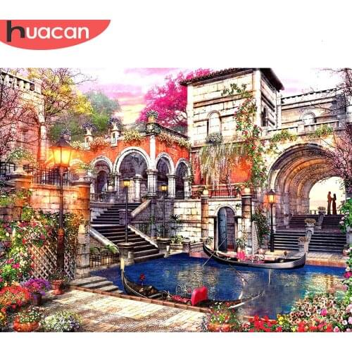 HUACAN Diy Diamond Painting Landscape New Arrivals Embroidery Town Scenery Mosaic Home Decoration Diamond Art