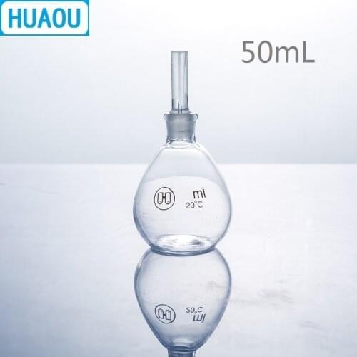 HUAOU 50mL Specific Gravity Bottle Cay-Iussac Transparent Clear Glass Density Bottle Laboratory Chemistry Equipment