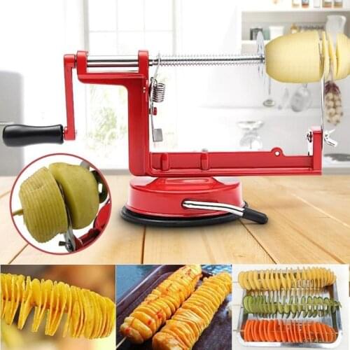 Potato Spiral Cutter Chips Stainless Steel Manually Rotating Potato Chip Potato Tower Cutting Vegetable Slicer Kitchen Tools