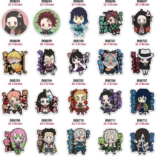 Kimetsu No Yaiba 30pcs/lot Acrylic Resins Cartoon Pattern planar resin Printed for DIY Hair Bow