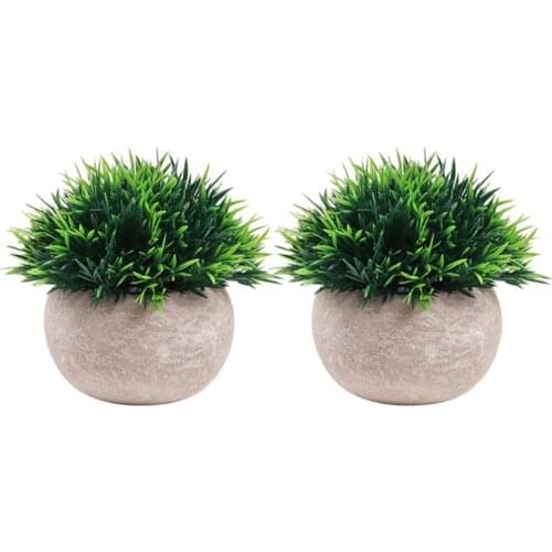 2pc tificial Potted Plant Bonsai Plastic Flowerpot Ornaments Simulation Flower Grass Birthday Party Decor Home Office Desk Decor
