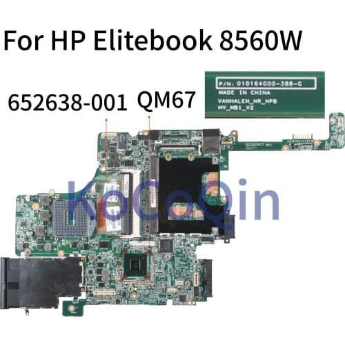 KoCoQin Laptop motherboard For HP Elitebook 8560W QM67 4 ram slots Mainboard 010164G00 652638-001 652638-001