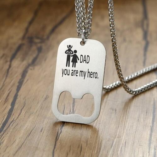 Fashion Customized Name Date Bottle Opener Necklaces Stainless Steel Dog Tags Pendant For Boyfriends Father Gift HipHop Jewelry