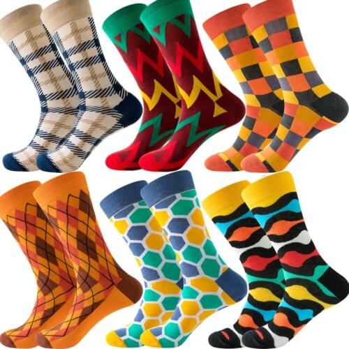 Fashion Harajuku Mens Socks Womens Personalized Colorful Cute Hip Hop Stripe Grid Geometry Casual Funny Skateboard Socks