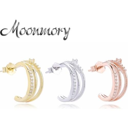 Moonmory 925 Sterling Silver Irregular Piercing Hook Stud Earring For Women Half Circle Stud Unusual Earrings 2020 Trend Jewelry