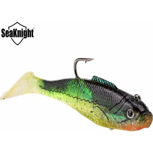 SeaKnight SL005 Soft Bait 16g 90mm 3.5in 4Pcs with Hooks Lead Head Soft Lure 3D Eyes Fish for Lake River Fishing Lure