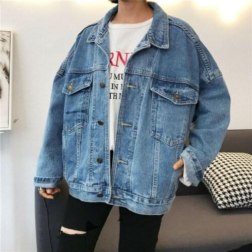 New Boyfriend Jeans Coat Retro Oversize Cowboy Women Denim Loose Casual Jacket B