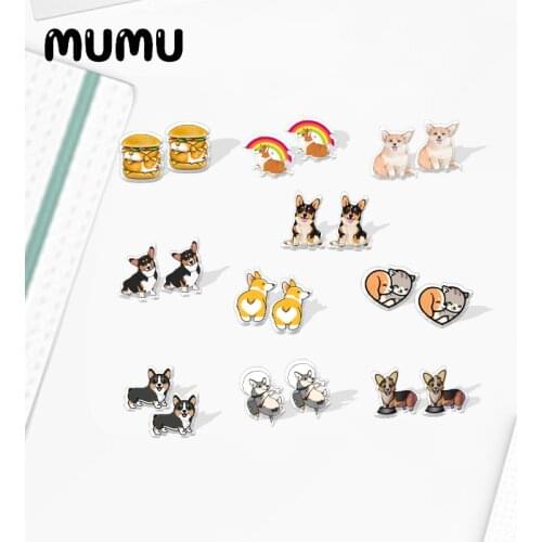 2021 New Welsh Corgi Dog Stud Earring Dogs Series Epoxy Jewelry Resin Acrylic Earrings Handmade Gifts Girl