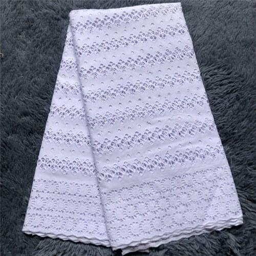 Latest High Quality 2021African Nigeria Embroidery Swiss Tulle Lace Fabric Prom Dresses Wedding 5Yards Pure Cotton For Sewing