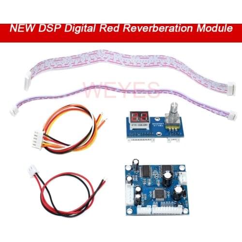 NEW DSP Digital Red Reverberation Module Stereo Karaoke Reverberation Board DC 5V Mixer Module 0-99 100 effects for Audio Power