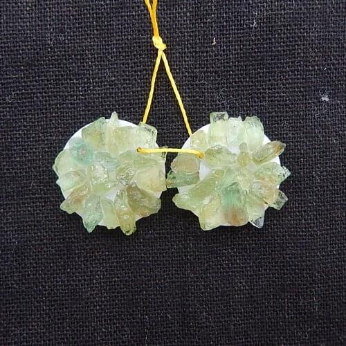 Birthday Gift,Natural Green Tourmaline With Shell Fashion Earrings,Semi-precious stones jewelry accessories 20x20x5mm,6.1g