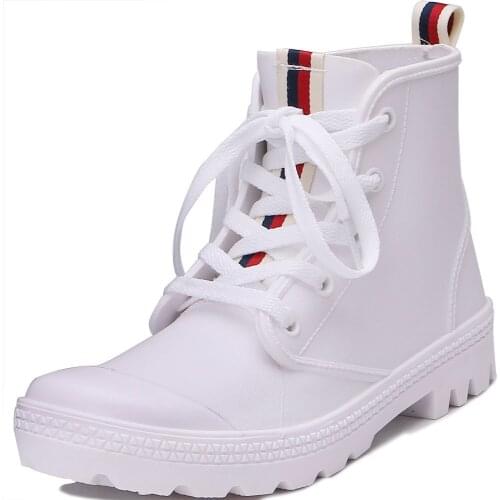 TONGPU Casual Skateboard Style Waterproof Lace-Up Rainboots 126-400