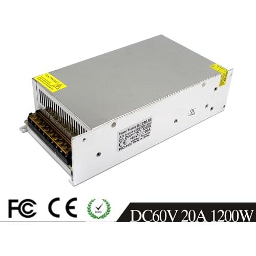 Regulated DC 60V 20A 1200W Power Supply Switch Driver Transformer 110 220V AC DC60V USP for Industry Mechanical Equipment Motor