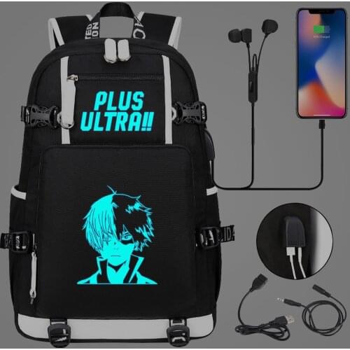 My Hero Academia Luminous Backpack Teenager Kids Multifunction USB Charging School Bags Women Men Pack Bag Travel Laptop Mochila