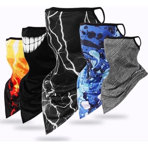 Triangle Scarf Sports Bandana Ice Silk Neck Gaiter Cover Hanging Ear Tube Scarf Fishing Headband Running Hiking Face Mask Scarf