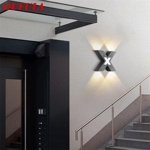 OUFULA Outdoor Wall Light Contemporary LED Sconces Lamp Waterproof IP65 X Shade Decorative For Home Porch Villa