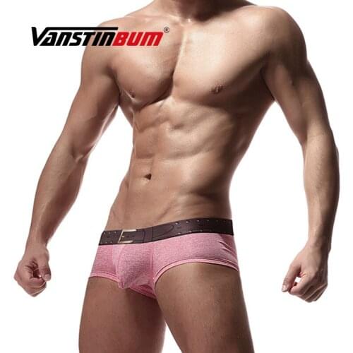 VANSTINBUM Boxer Shorts Sexy Mens Penis U Pouch Underwear Male Cool 3D Belt Cotton Breathable Panties Gay Low Waist Underpants