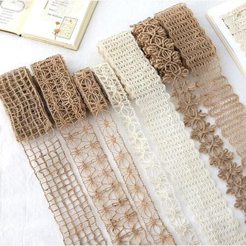 2m Vintage Handmade Hemp Rope DIY Woven Material Hand Tent Decorative Material Self-made Gift Packaging Wide Lace