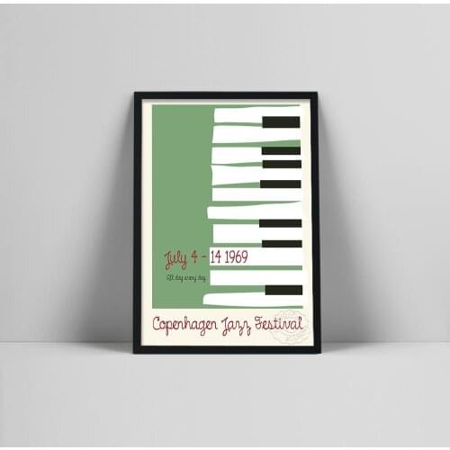 Fann Gestival Rock Music Vintage Black And White Poster COPENHAGEN JAZZ 1969 Canvas Painting Wall Art Bar Cafe Home Decoration