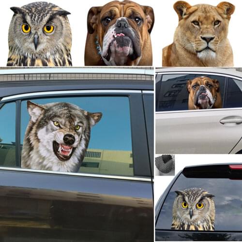 Vvcesidot 2021 Animal Series Lion / Wolf / Bullfighting / Dog / Owl Car Window Glass Stickers Decal