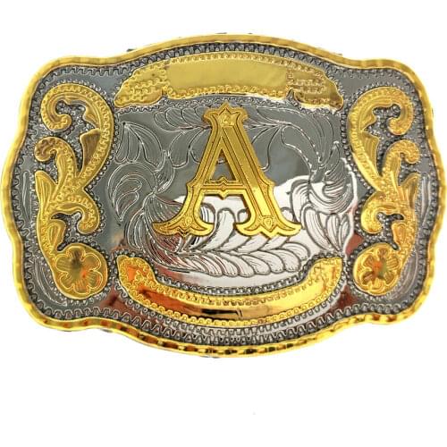 Western belt buckle initials A to Z Western rodeo small gold belt buckle men and women
