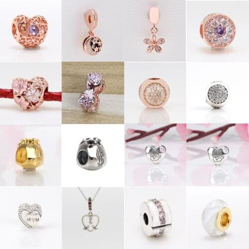 9925 sterling silver rose gold and pink camouflage beading suitable for ladies pan bracelet and necklace jewelry